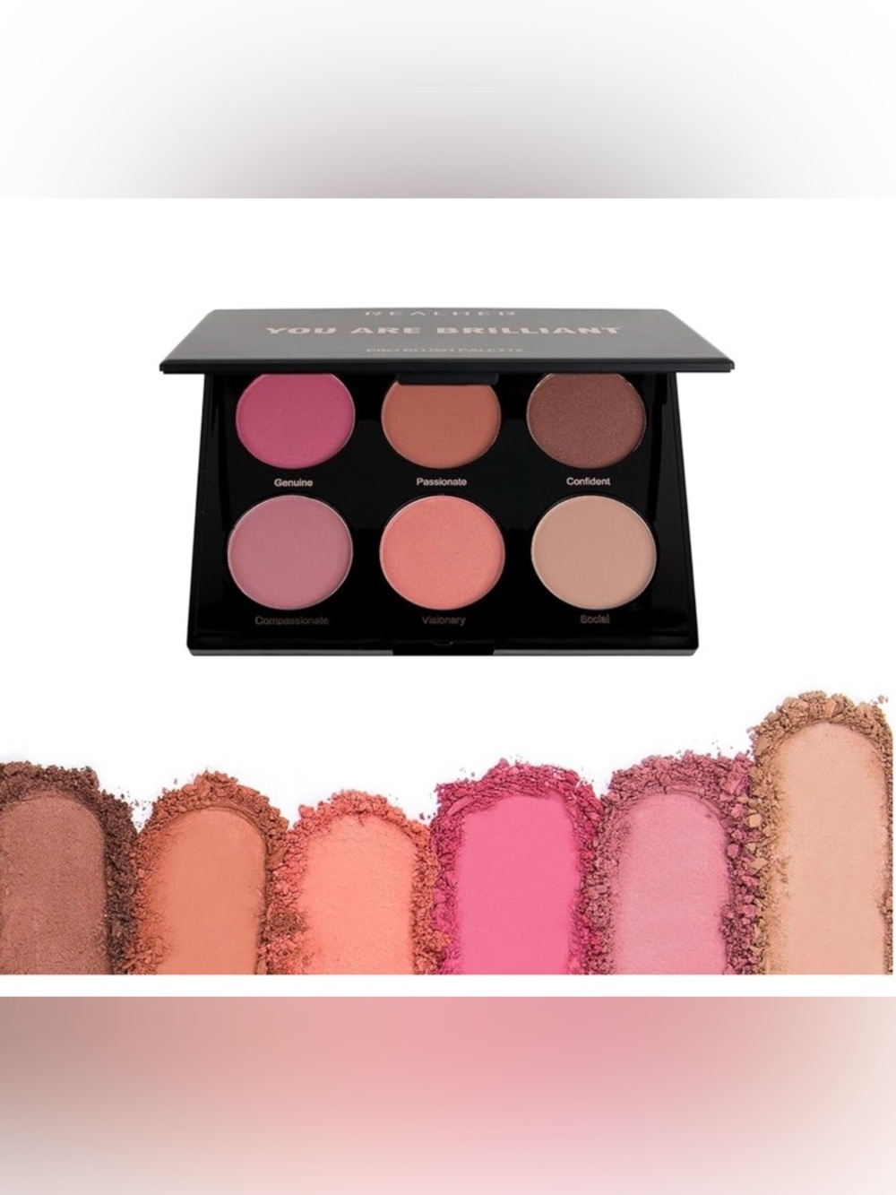 REALHER You Are Brilliant PRO Blush Palette - Multi-Pink & Peach Shades NIB